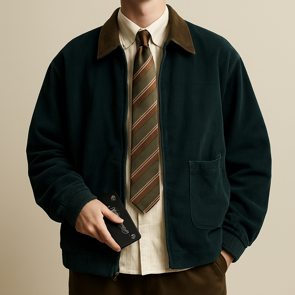 Luxury Men’s Corduroy Retro Windbreaker Zipper Jacket