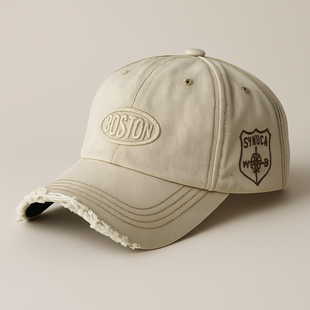 Luxury Distressed ‘BOSTON’ Embroidered Cap