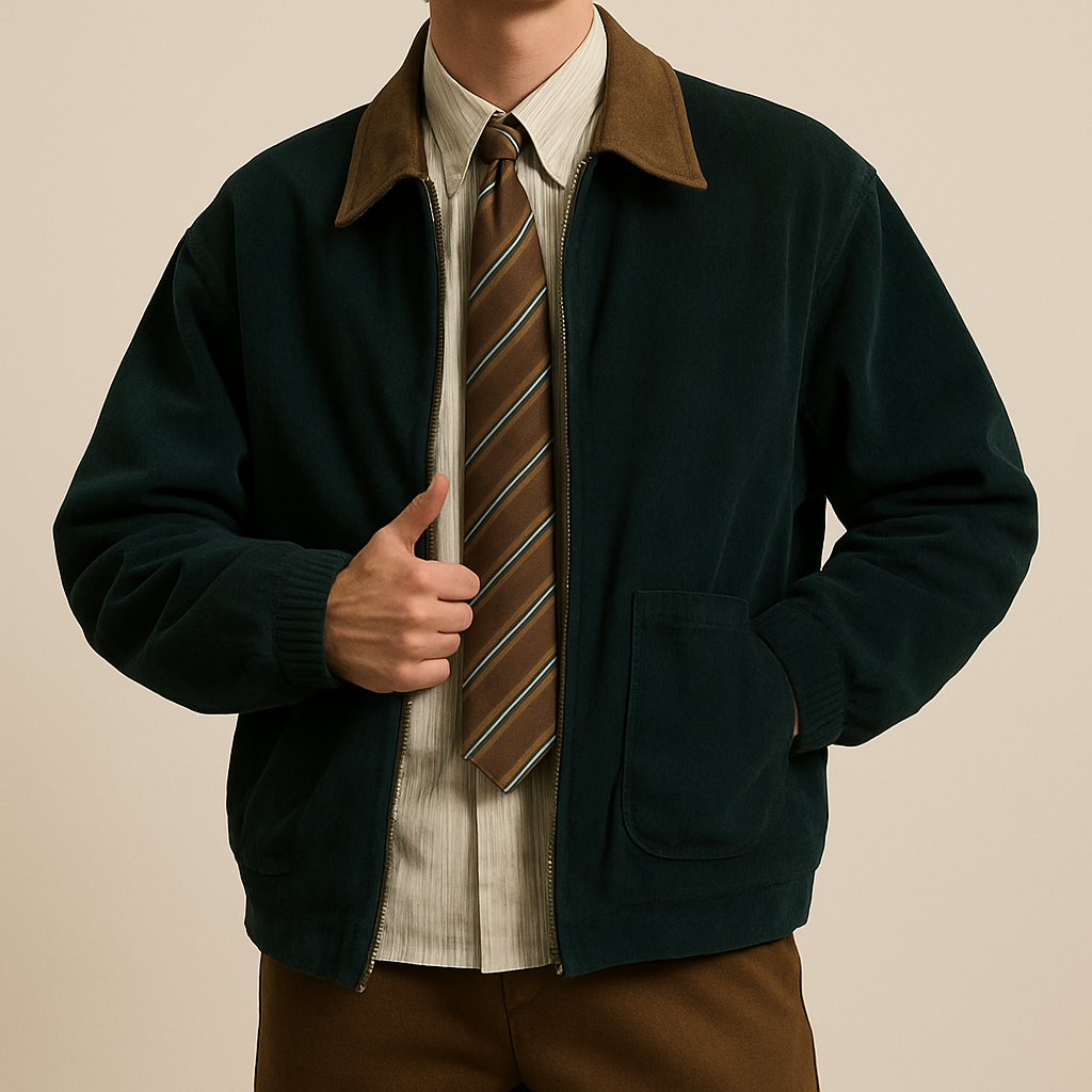 Luxury Men’s Corduroy Retro Windbreaker Zipper Jacket