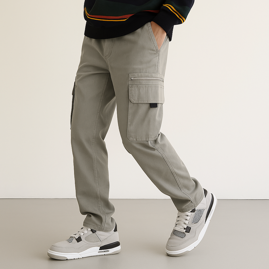 Grey Utility Baggy Cargo Pants