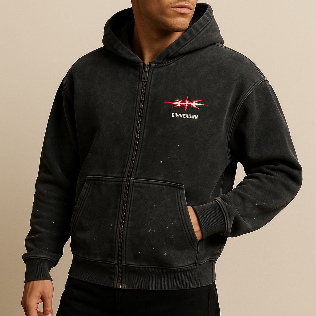 Luxury Vintage Washed Y2K Zipper Hoodie