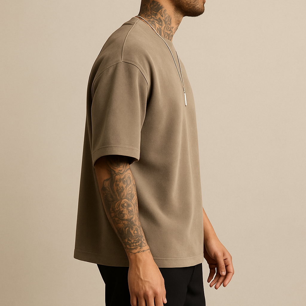 Luxury Suede-Texture Oversized Tee