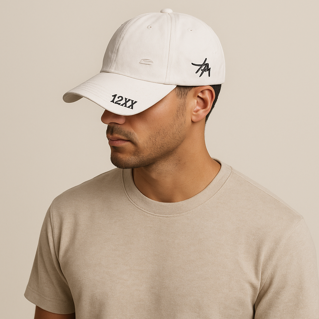Premium White Patchwork Letter Baseball Cap