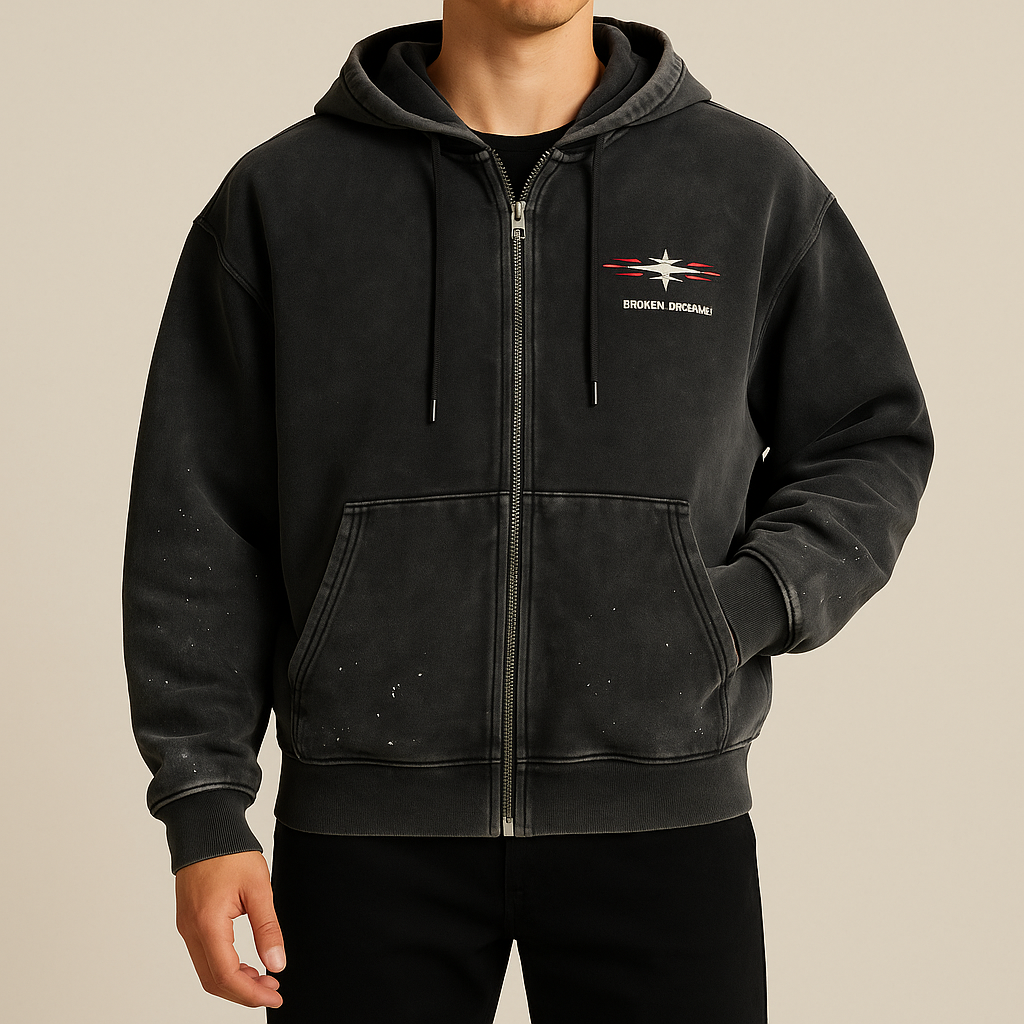 Luxury Vintage Washed Y2K Zipper Hoodie