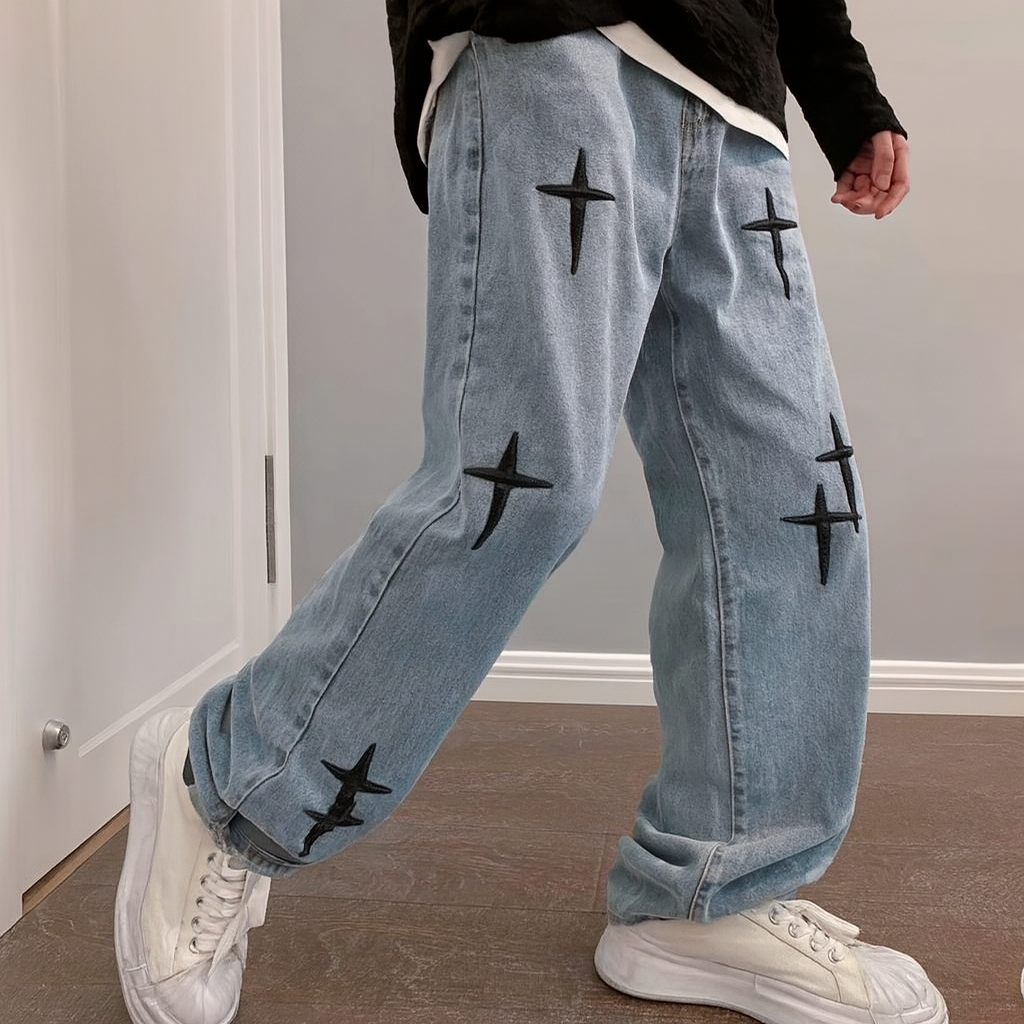 Street Cross-Patch Baggy Denim