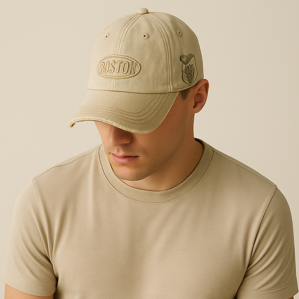 Luxury Distressed ‘BOSTON’ Embroidered Cap