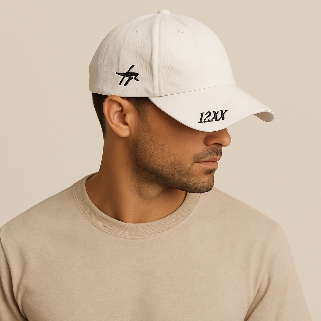 Premium White Patchwork Letter Baseball Cap