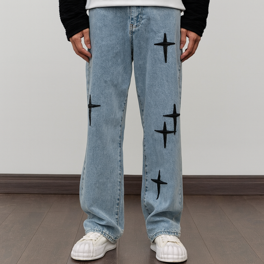 Street Cross-Patch Baggy Denim