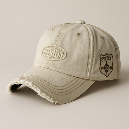 Luxury Distressed ‘BOSTON’ Embroidered Cap
