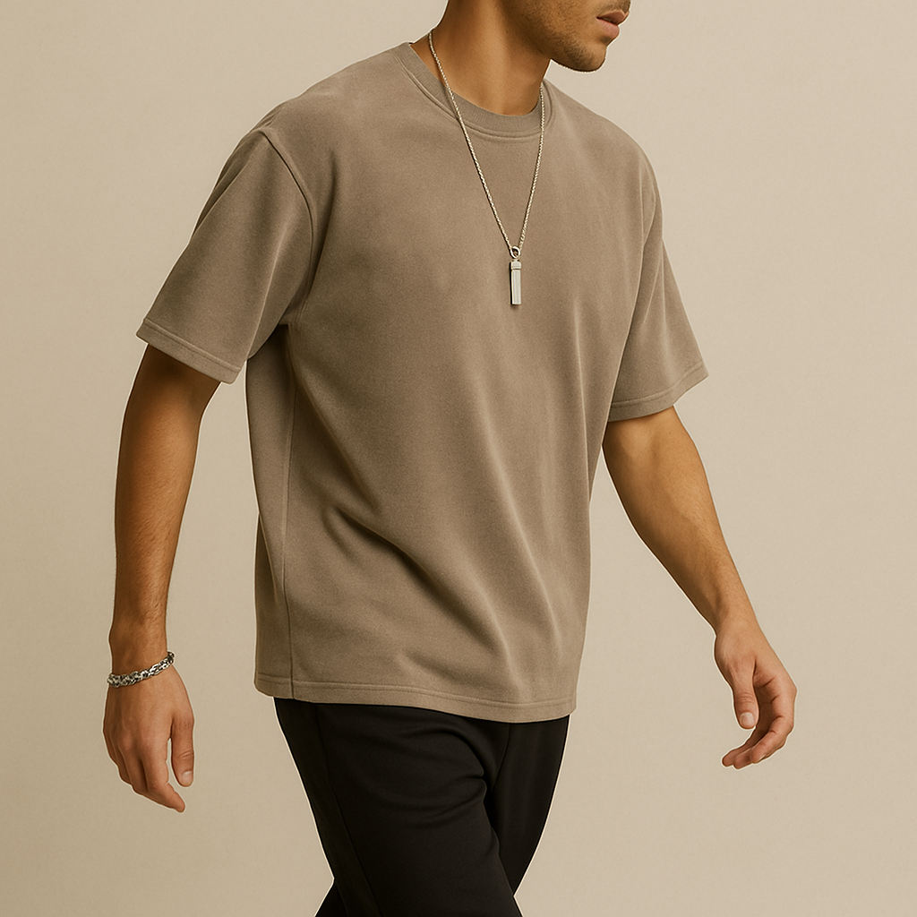 Luxury Suede-Texture Oversized Tee