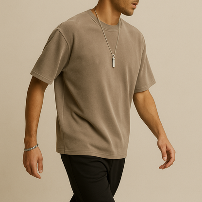 Luxury Suede-Texture Oversized Tee