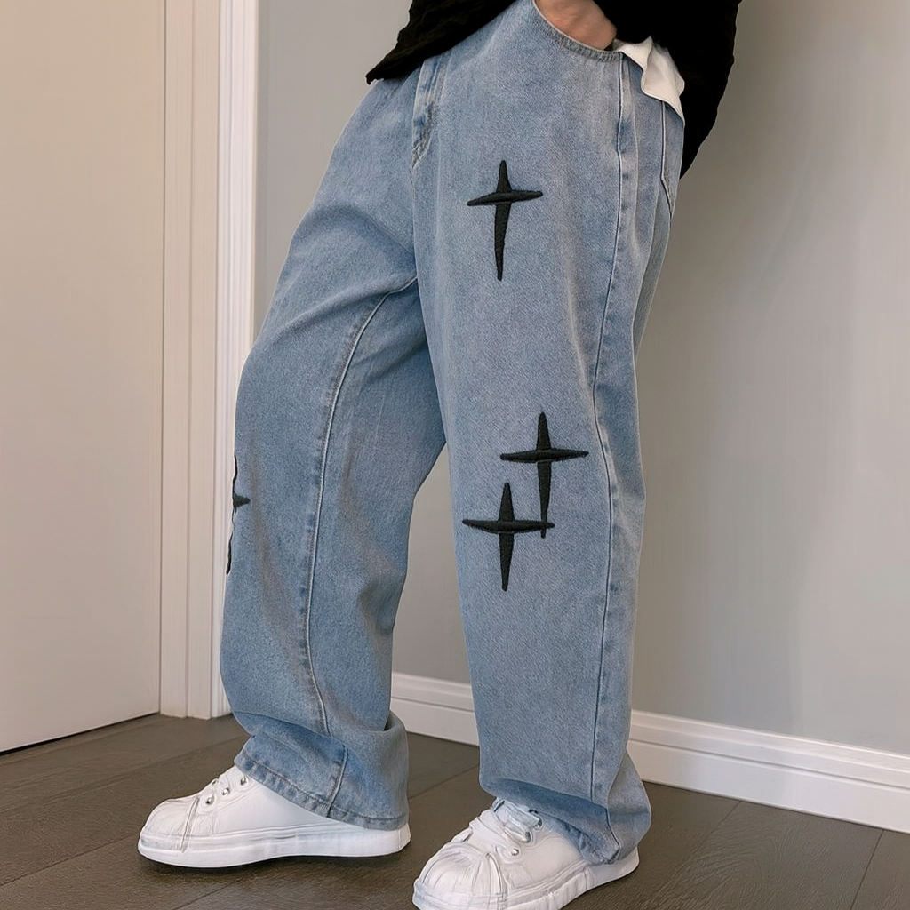 Street Cross-Patch Baggy Denim