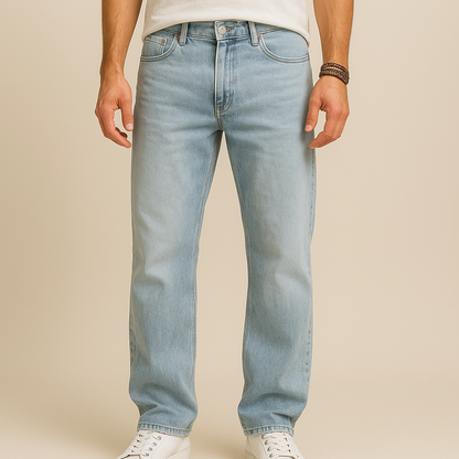 Light-Wash Baggy Luxe Jeans
