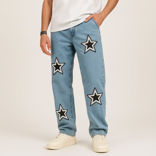 Star-Patch Luxe Loose Denim
