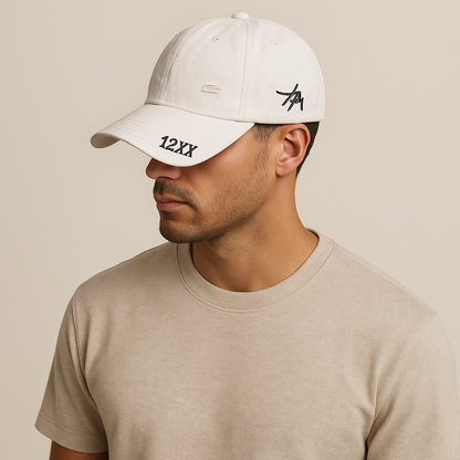 Premium White Patchwork Letter Baseball Cap