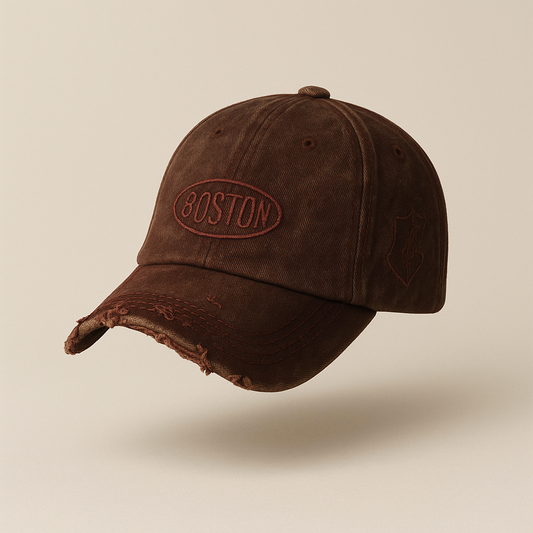 Luxury Distressed ‘BOSTON’ Embroidered Cap
